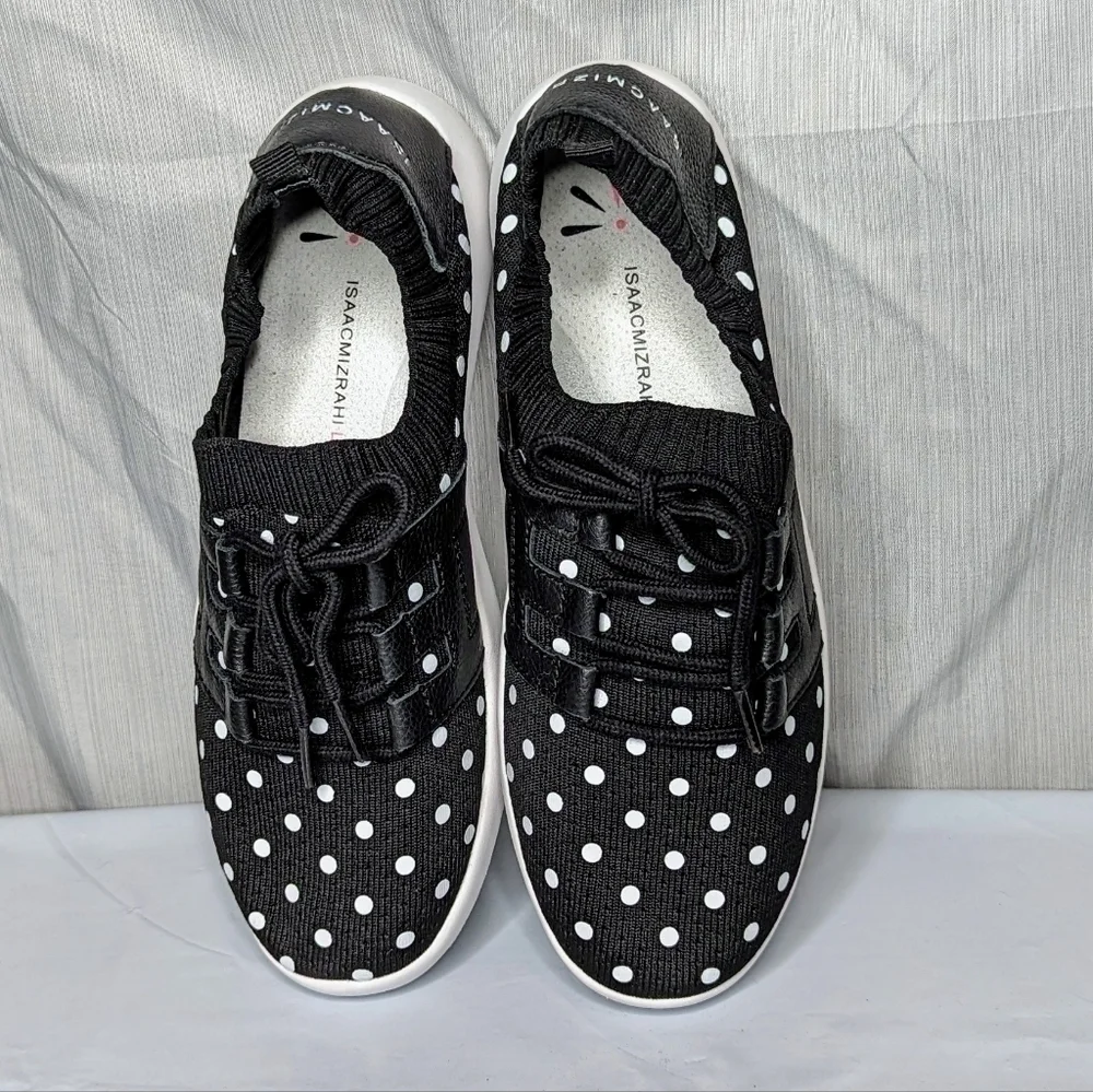 Isaac Mizrahi Shoes Isaac Mizrahi Reece Polka-Dot Lace-Up Knit Sneakers NO OFFER